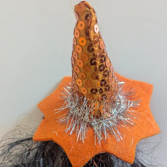 NWT Crone Witch Orange Sequin Hat Halloween Floral Pick Doll Ashland Decoration - Picture 11 of 14